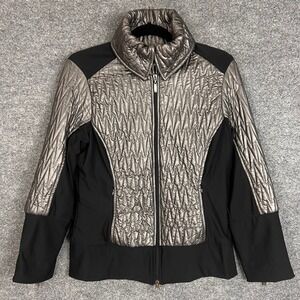 Anatomie Quilted Puffer Jacket Womens Large Black Gray Excellent